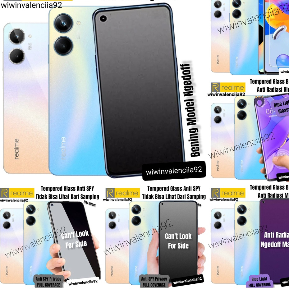 Tempered REQUEST REALME 10/ 10Pro/ 10 Pro+ Temperd Glass Clear-Bening/Bluelight Glossy/Blue Light Matte/Anti Glare-A-Minyak-OIL Mate Doff/Anti SPY Privacy-Tidak Bisa lihat Dari samping-Black-Hitam-Gelap/Tempred kaca Full Cover Custom Coverage- 4G 5G Plus