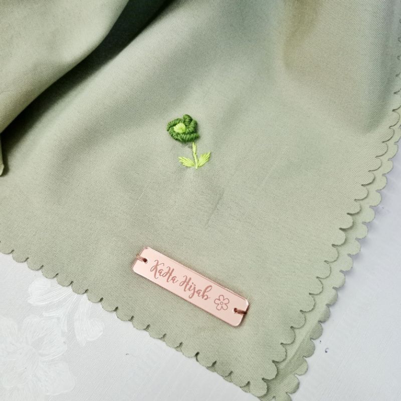 Jilbab Sulam Benang warna sage green