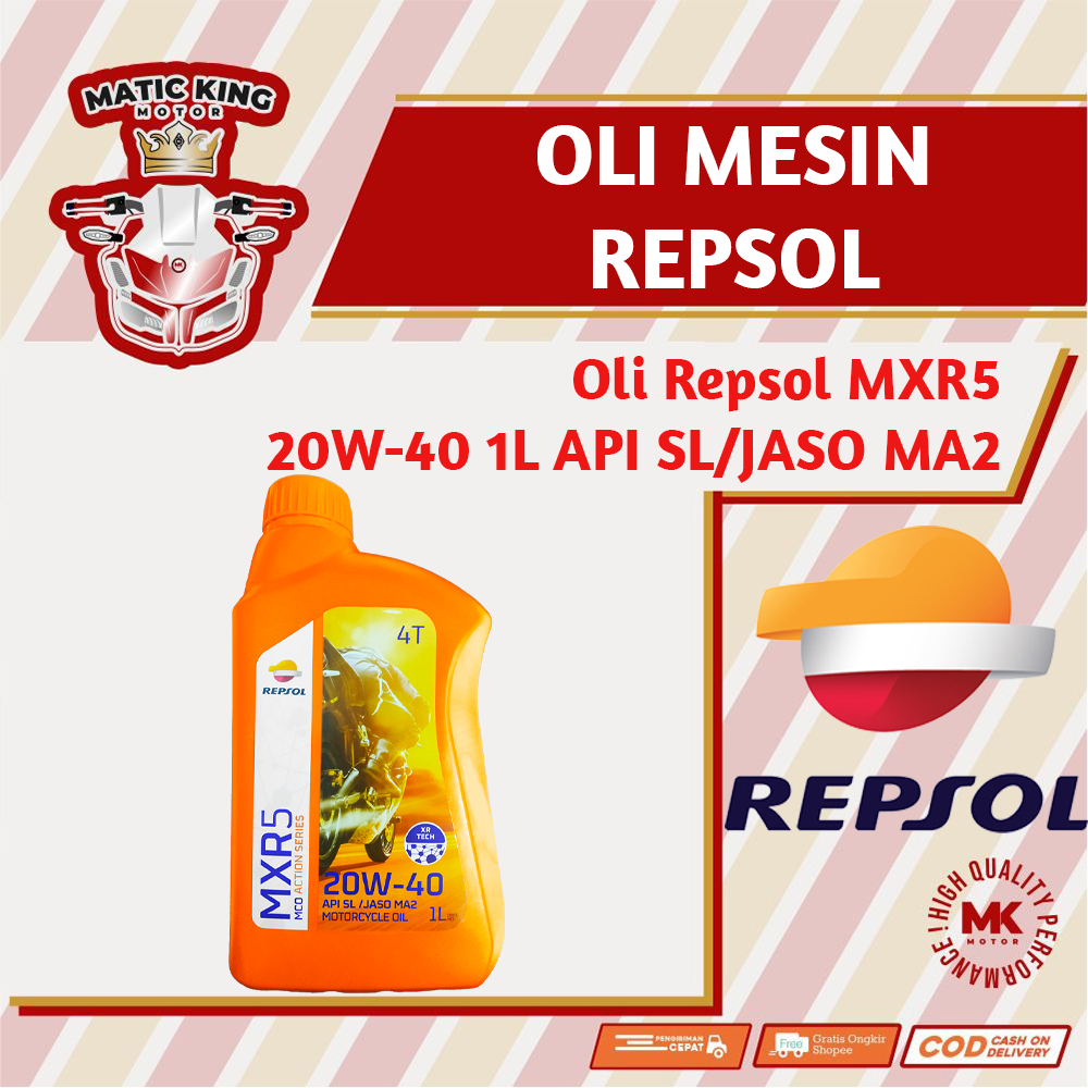 Repsol Oli Mesin MXR5 20W-40 API SL/JASO MA2 1L