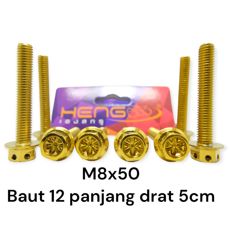 baut probolt flower gold blue burn HENG THAILAND m8x50 8x50 drat 12 panjang 5cm