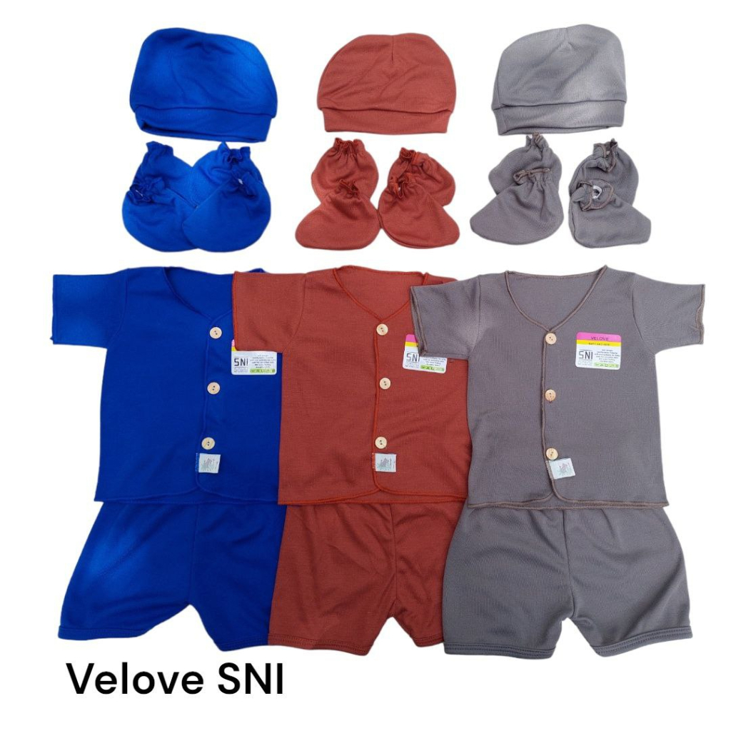 1 SET baju bayi merk VELOVE SNI lengan PENDEK (7 PIECES)  bayi baru lahir