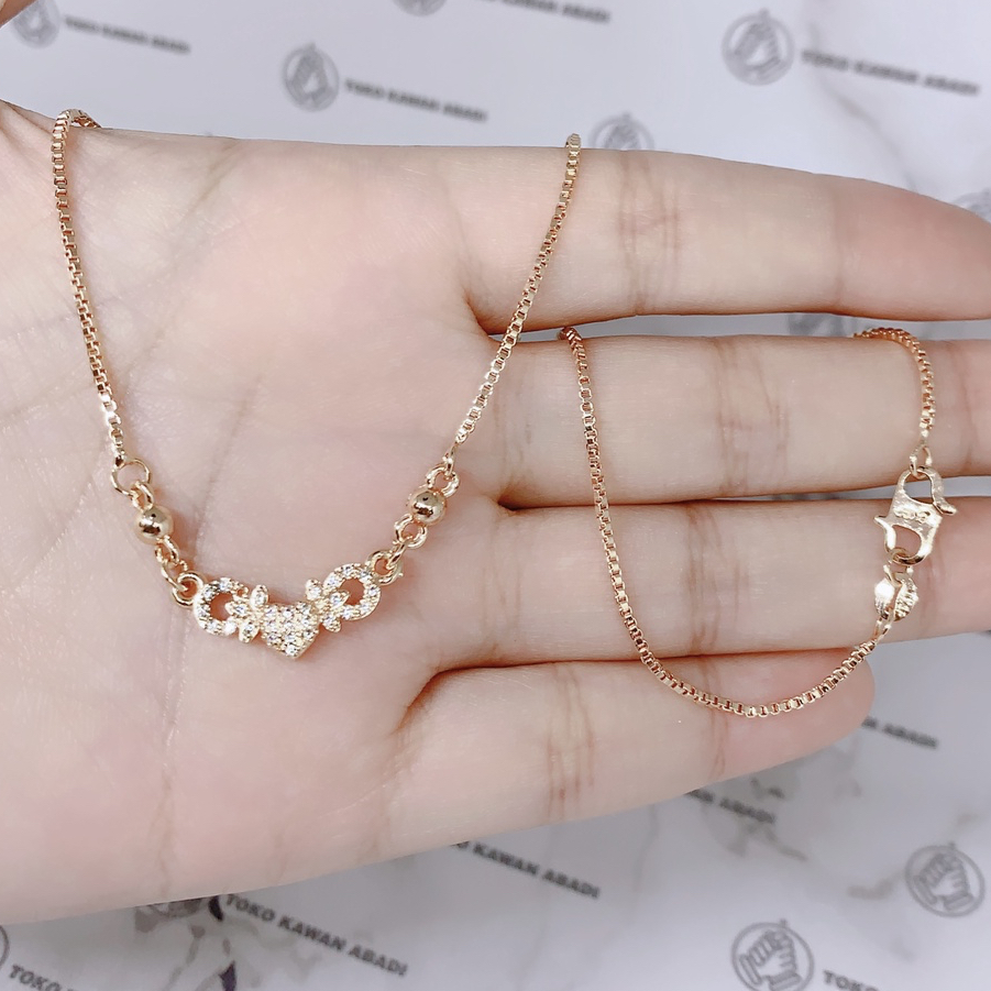 Kalung Xuping Gold Perhiasan Fashion Wanita liontin Permata Bunga Batik *23