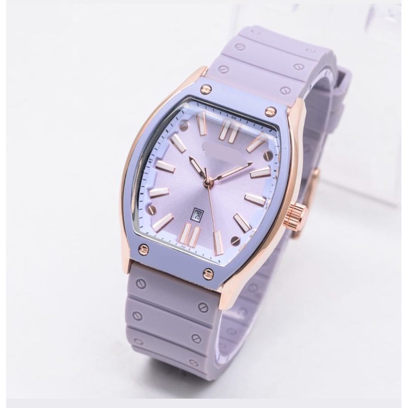 (Grosir)Jam Tangan Wanita Fashion FS Oval New Tanggal aktif Strap Rubber/Karet(Terima Cod)Dikirim Jakarta)