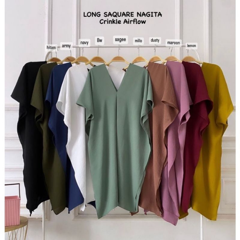 Nagita Long Tunik Atasan Nagita Atasan Crinkle Airflow Tunik Anti kusut