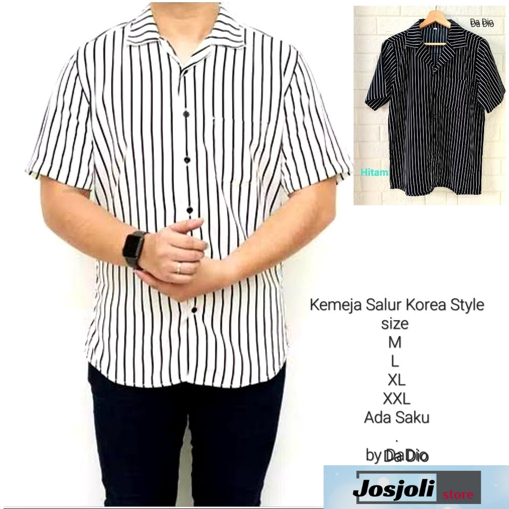 JOSJOLI_STORE/Kemeja Salur PJ066,PD03 &amp; Kemeja so hoo/Kemeja Pria Dewasa Kekinian/Fit M L XL/Realpict