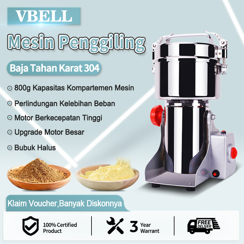 VBELL Menggiling dan menghancurkan obat-obatan herbal Cina, penggiling ultra-halus kecil komersial dan rumah tangga, penggiling kering untuk biji-bijian