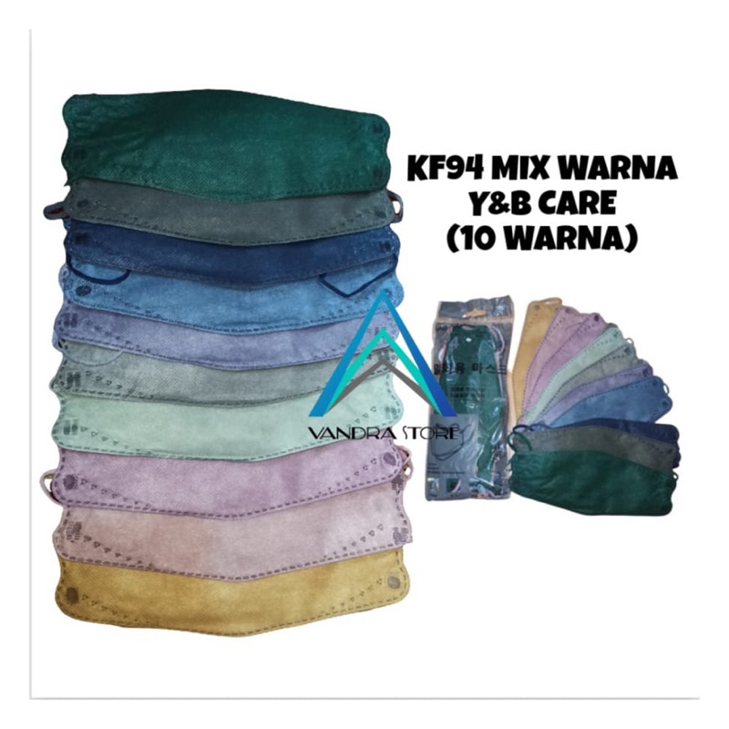 MASKER KF94 MIX WARNA ISI 50 PCS 4PLY EMBOS KUALITAS TERBAIK