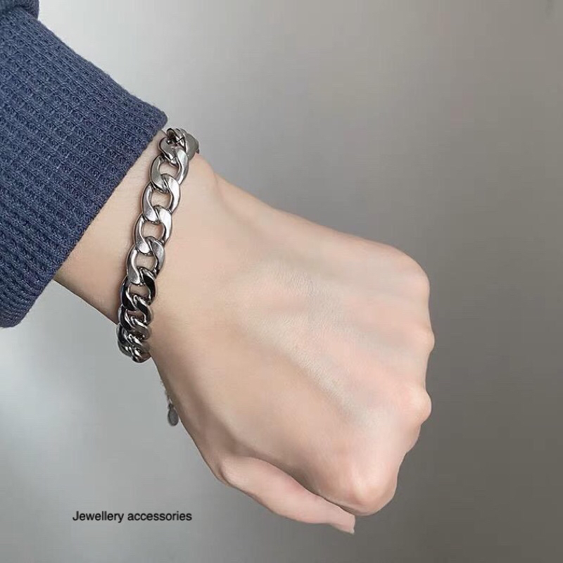 Gelang Titanium Sisik Naga Silver Korea Fashion Style Elegan