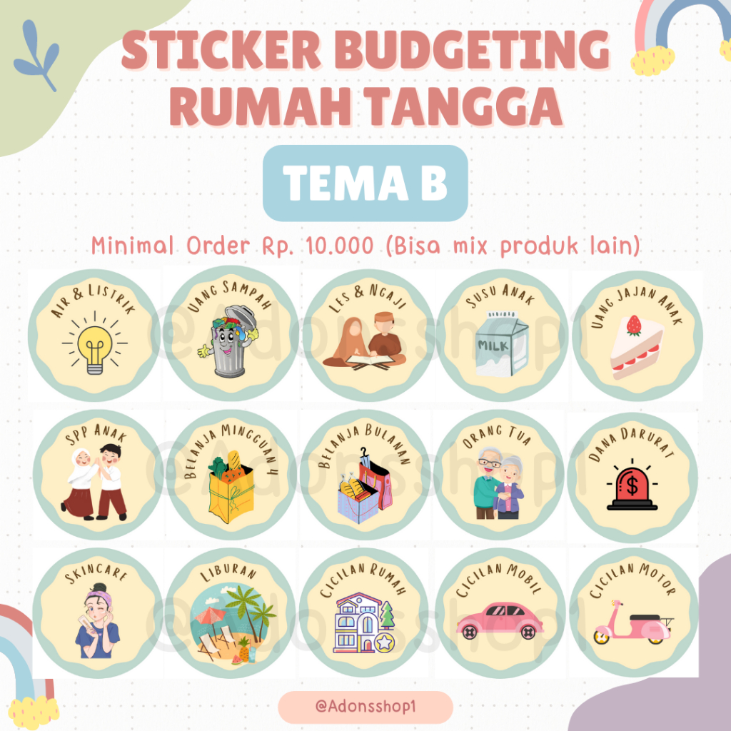 

[TEMA B PART 1] STICKER BUDGETING / Stiker Menabung / Dompet Keuangan / Stiker Anggaran / Sinking Fund