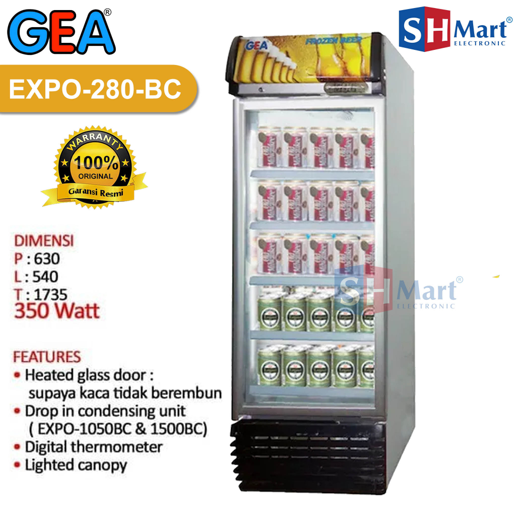 SHOWCASE GEA BEER COOLER 4 RAK EXPO-280BC / EXPO280BC SUB ZERO GARANSI RESMI