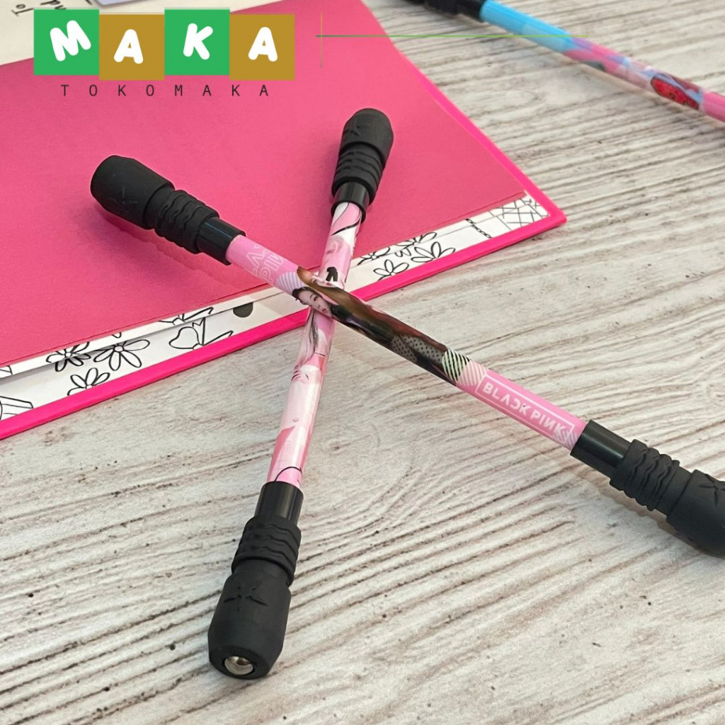 

pulpen putar magnet korea pen gel putar magnet bolpen gel pena tinta hitam perlengkapan sekolah alat tulsi kantor atk