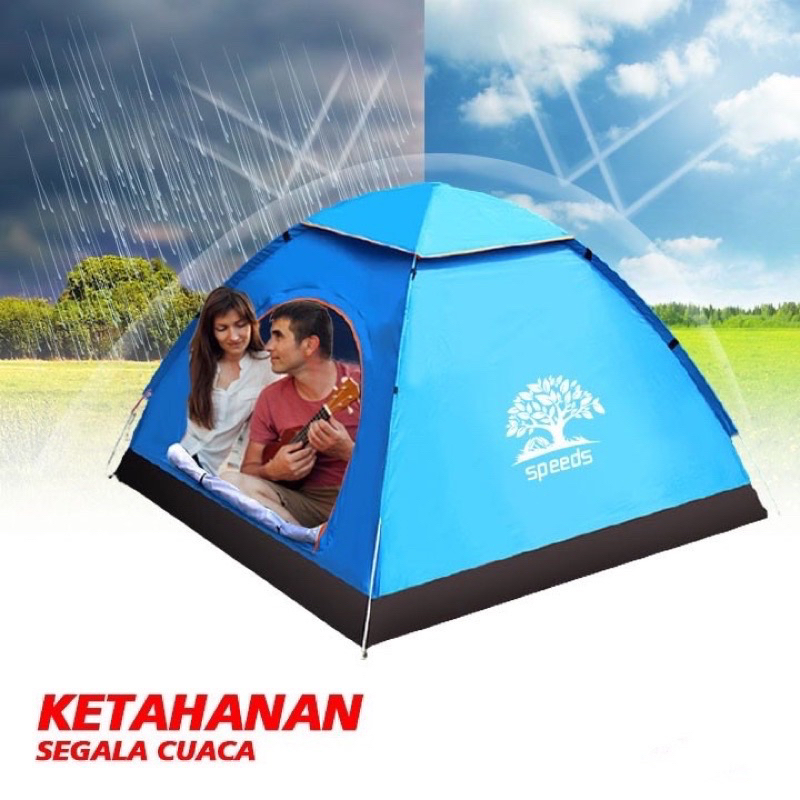 SPEEDS Tenda Camping Kapasitas 1-3 Orang Tenda Otomatis Outdoor & Indoor Tenda Gunung 018-1