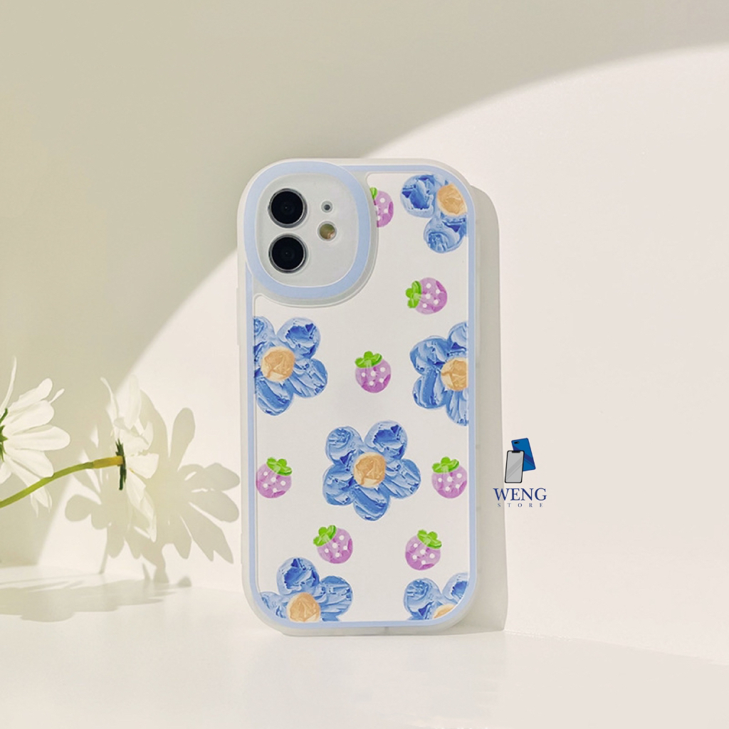 WENG softcase Bunga Biru For Vivo Y91 Y91C Y12 Y17 Y15S Y01 Y33S Y21S Y30 Y50 Y20 Y12S Y20S