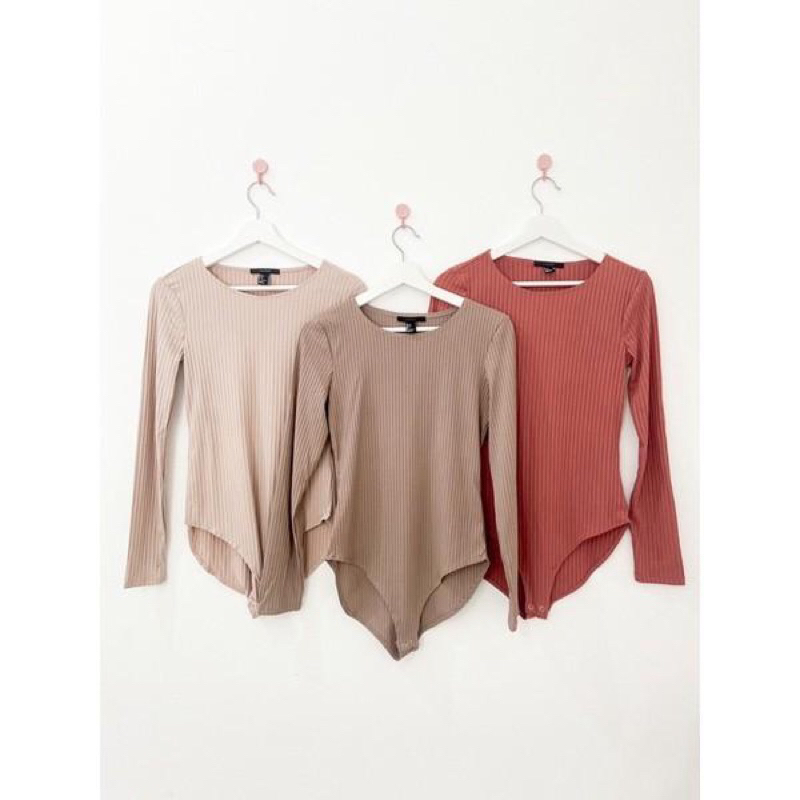 Ribbed Longsleeve Bodysuit by Forever 21