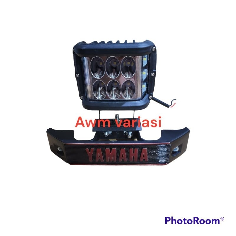 paket super ganteng rx king style lampu 6 led jumbo kiri kanan red-bleu plus breket kumis