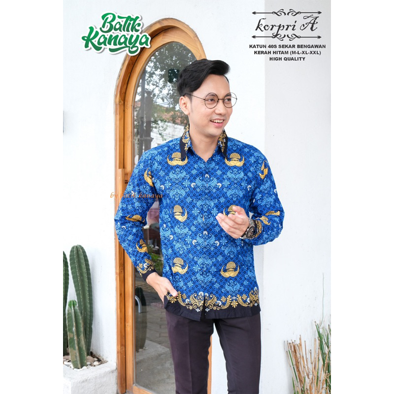 Kemeja Batik Korpri Pria Lengan Panjang Bahan Katun 40S Kualitas Premium by Kanaya