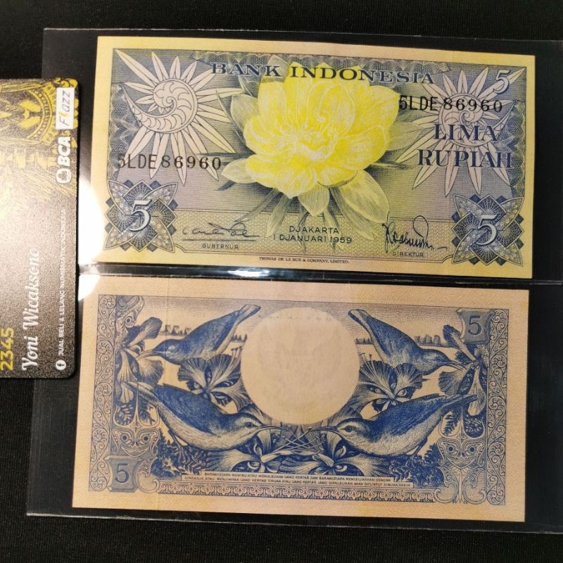 5 rupiah bunga 1959 GRESS BARU