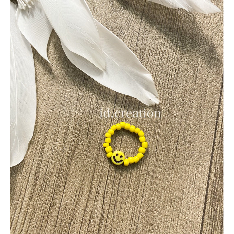 Cincin Manik Inisial Bead Ring Smile Idol korea