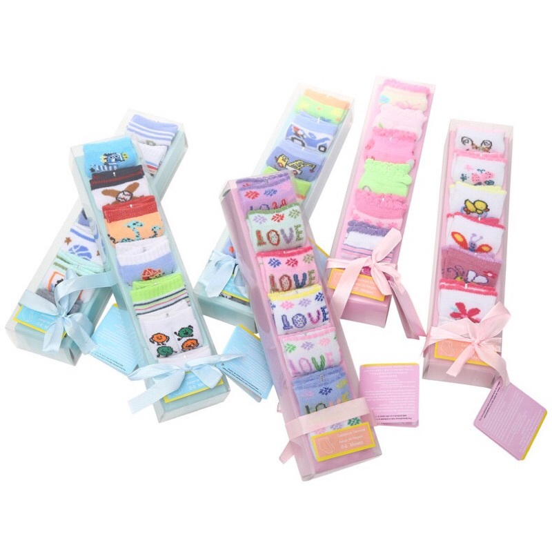 SET Kaos kaki Bayi Bahan katun import Premium isi 7 in 1 dengan Gift Box Kaos kaki Bayi Lucu Kaos Kaki Baby Murah