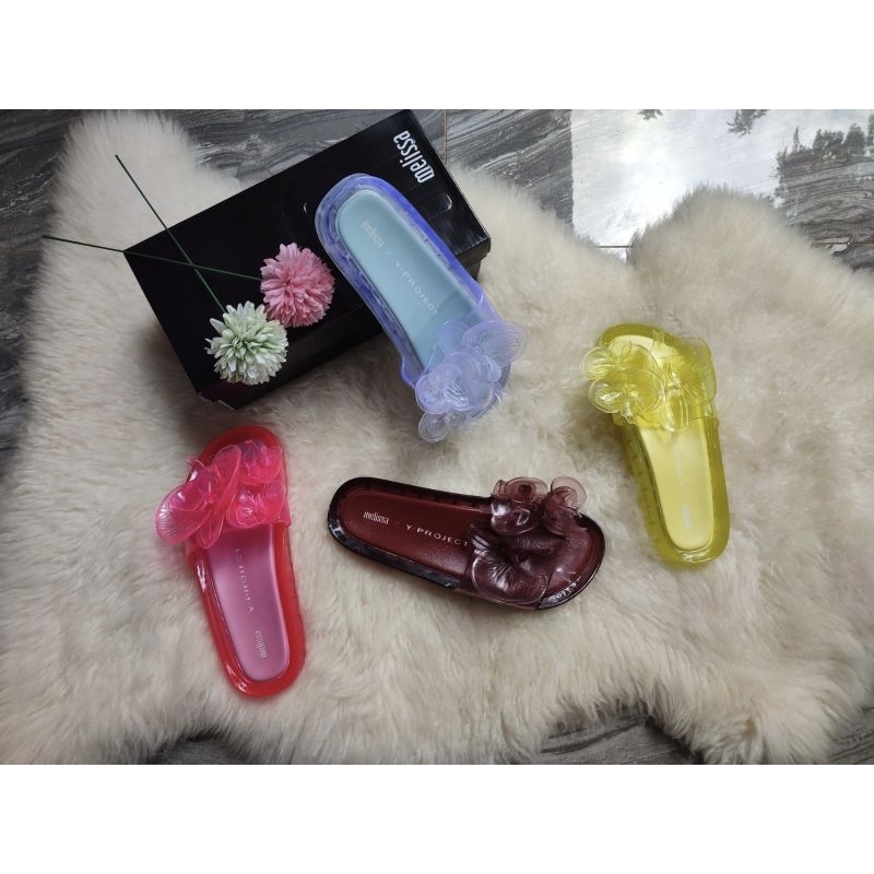 1:1 Ori Melissa Beach Slide Flower + Y/Project Sandal Wanita Terbaru