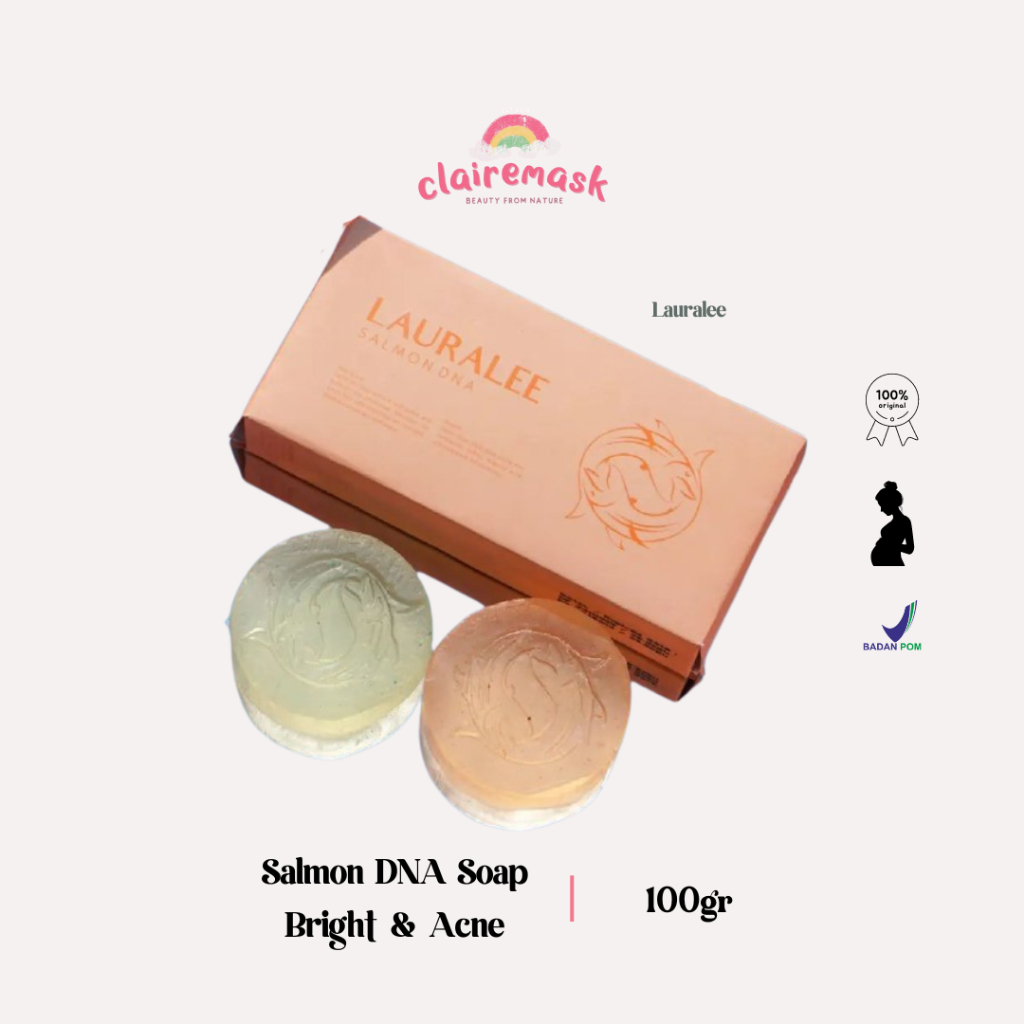 Lauralee Salmon DNA Sabun Wajah & Tubuh Pemutih 2in1 1 Box isi 2pcs Bright & Acne