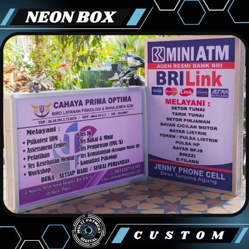 NEON BOX KOTAK 2 SISI / PAPAN NAMA TOKO CUSTOM