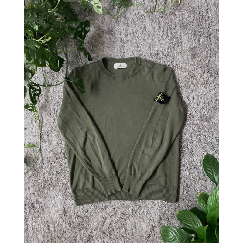 CREWNECK SWEATER PRIA MURAH 2023 STONE ISLAND GREEN ARMY