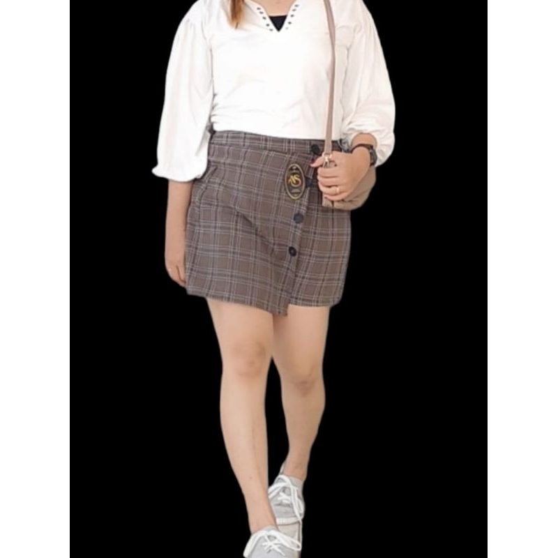 Korean mini skort / Rok celana kotak-kotak