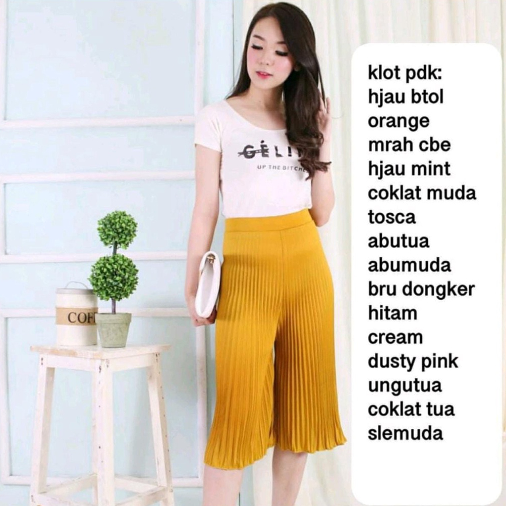 NUZ Celana Plisket Pendek / Kulot Prisket 3/4 Payung / Pleates Pants