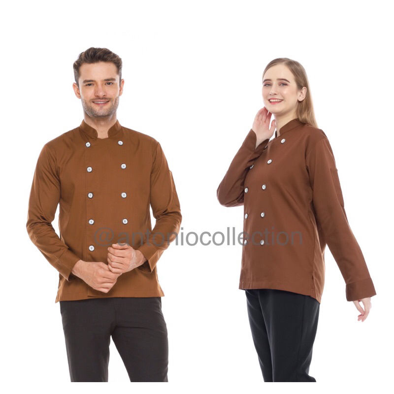 Baju Koki / Chef Jacket Coklat Lengan Panjang