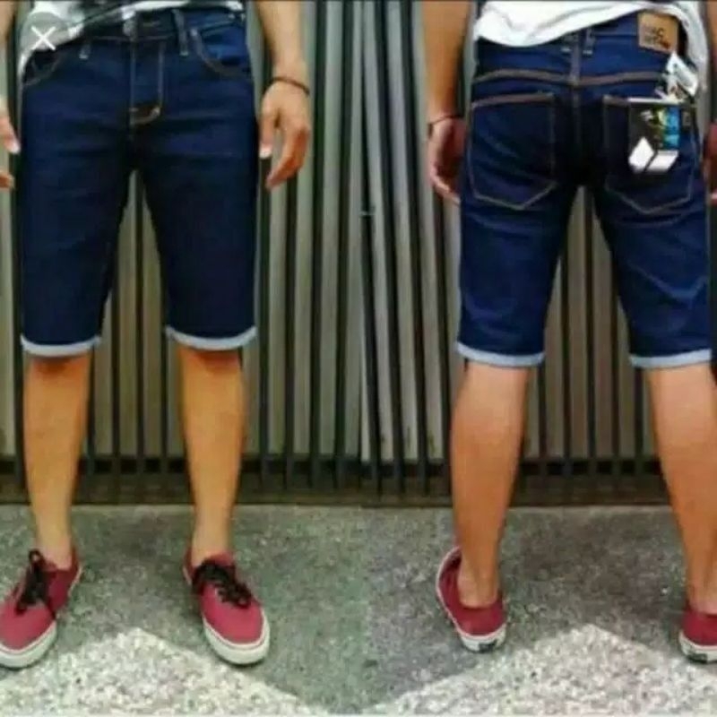 PROMO!!Celana jeans Pendek pria 3/4 pria slimfit jeans pendek lipat 26-32