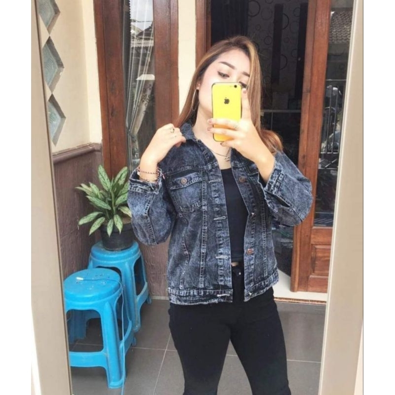 XL - XXL jaket jeans oversize wanita jaket lepis cewek denim jumbo