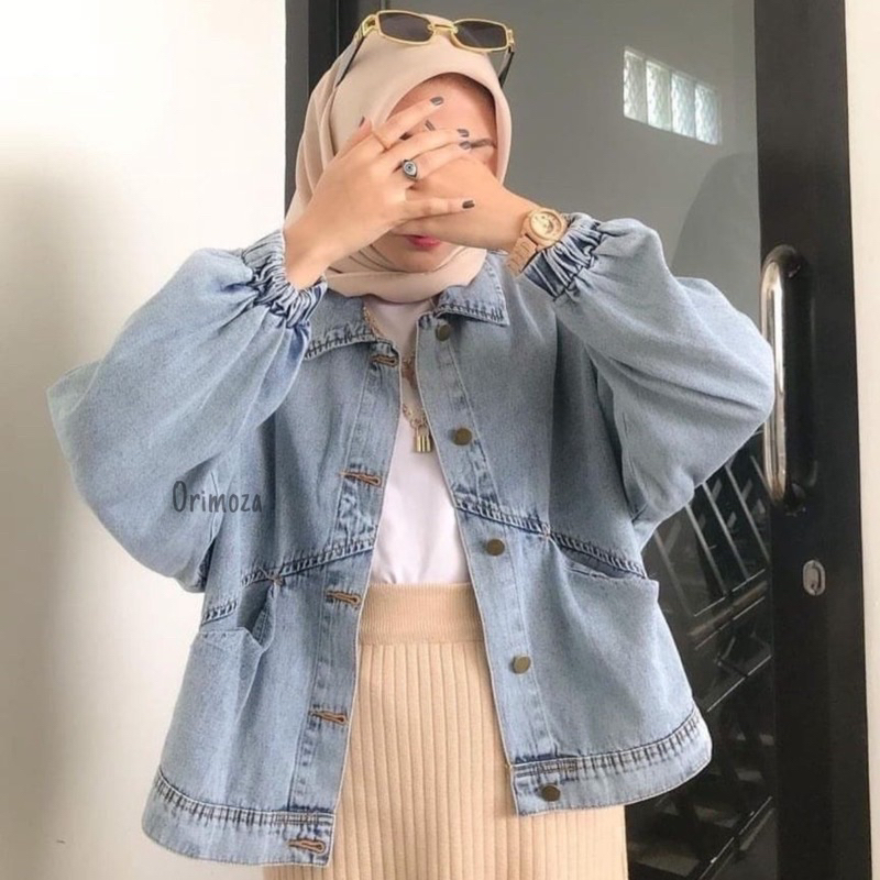 Vintage Baggy Jaket Jeans oversize wanita