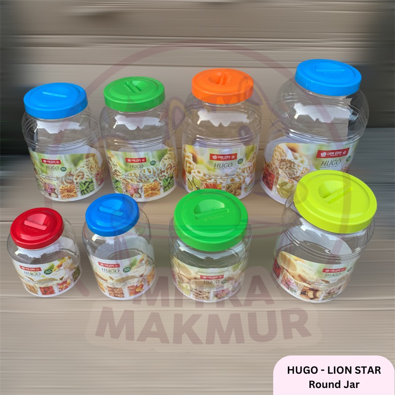 LION STAR - Hugo Round Jar / Square Jar / Toples Plastik  / Toples Kerupuk 3 4-6 8 10 15 20 Liter