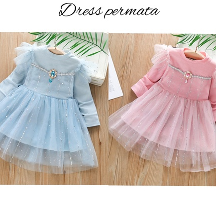 DRESS GAUN ANAK PEREMPUAN PERMATA ROK TUTU IMPORT