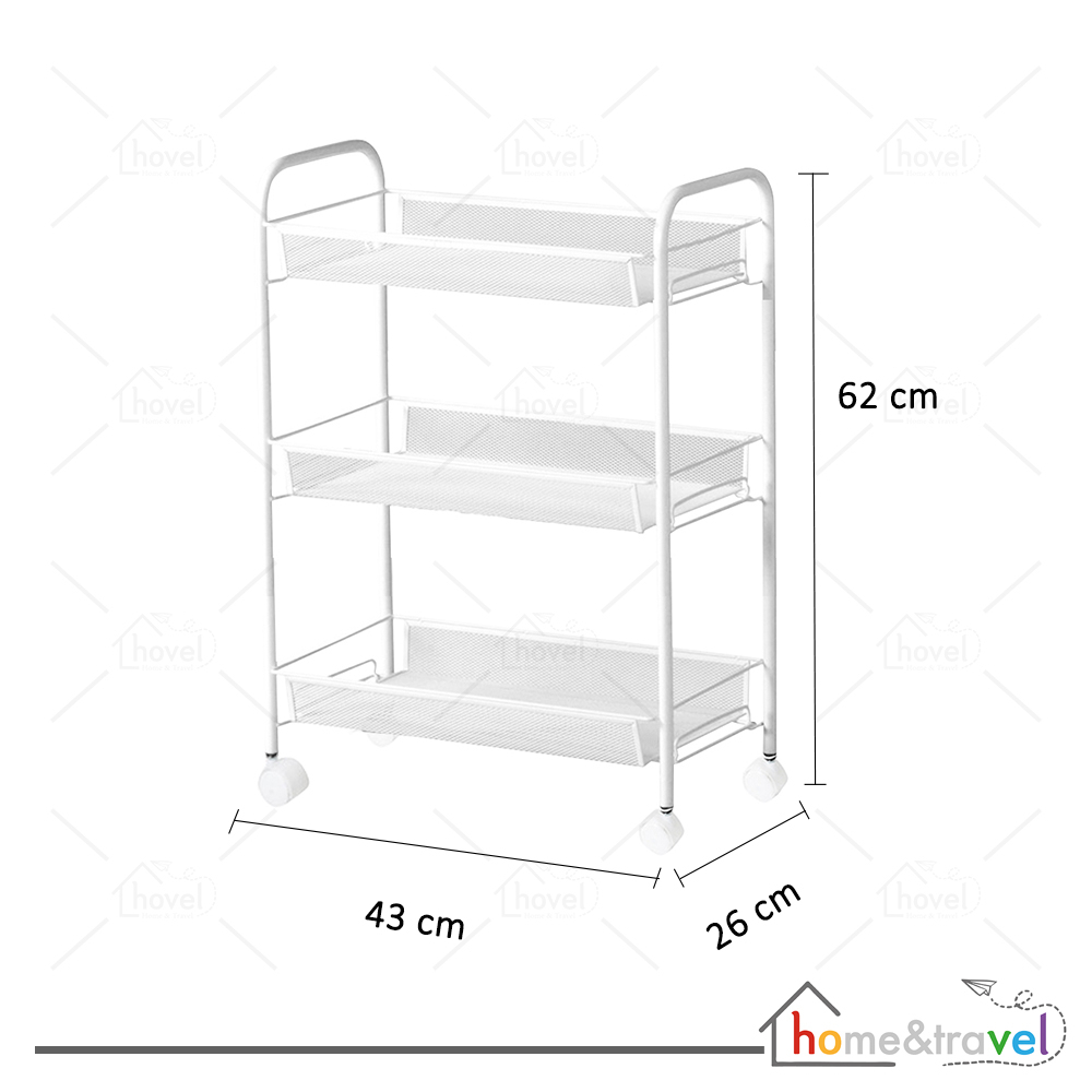 HOVELSHOP Troli Barang 3 Susun Rak Beroda Dapur Kamar Mandi Serbaguna