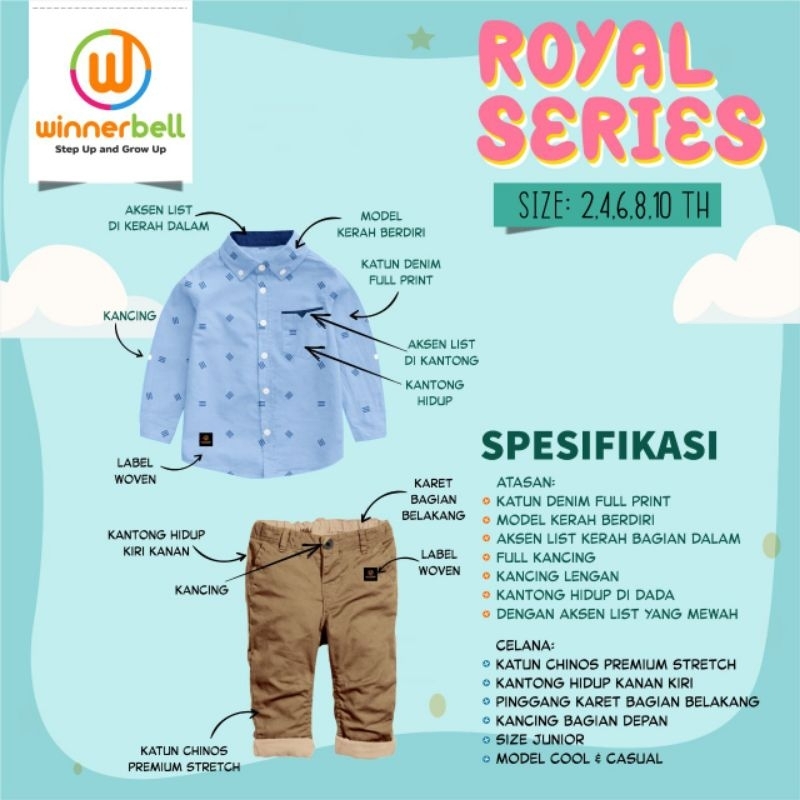 Ready ‼️Set Anak Cewe dan Cowo Couple Royal Bordir Series Katun by WinnerBell