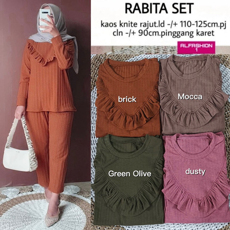 Rabita Set - SetCel Kaos Knit Rajut Terbaru Setelan Wanita / 528-7165