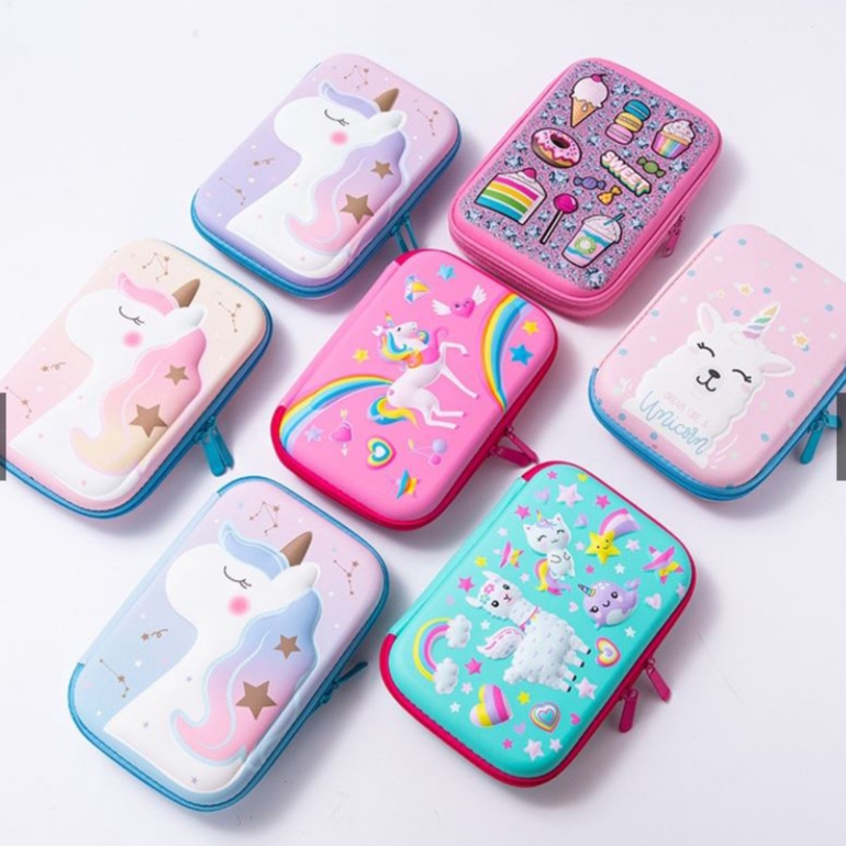 Tempat Pensil 3D Timbul Anak Karakter Motif Lucu Bahan EVA Waterproof / Kotak Pensil Anak Sekolah Silikon Alat Tulis