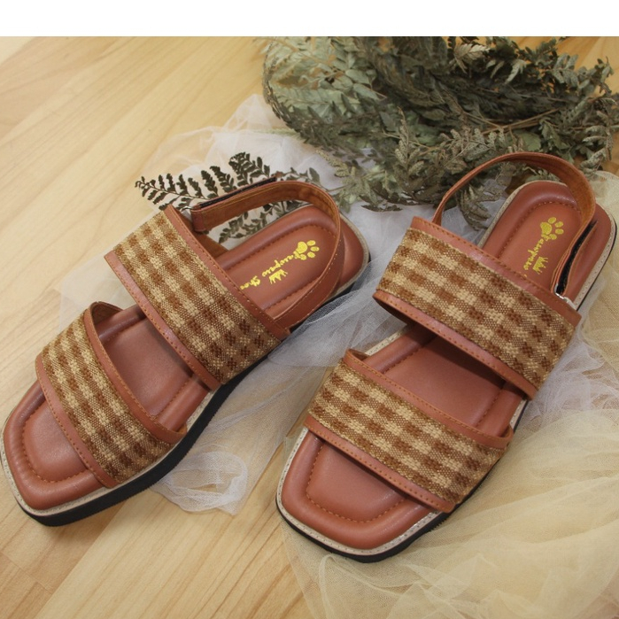 SANDAL WANITA ELLEVANYA TAN BIG SIZE 41 42 43 44 45 PAWPAW