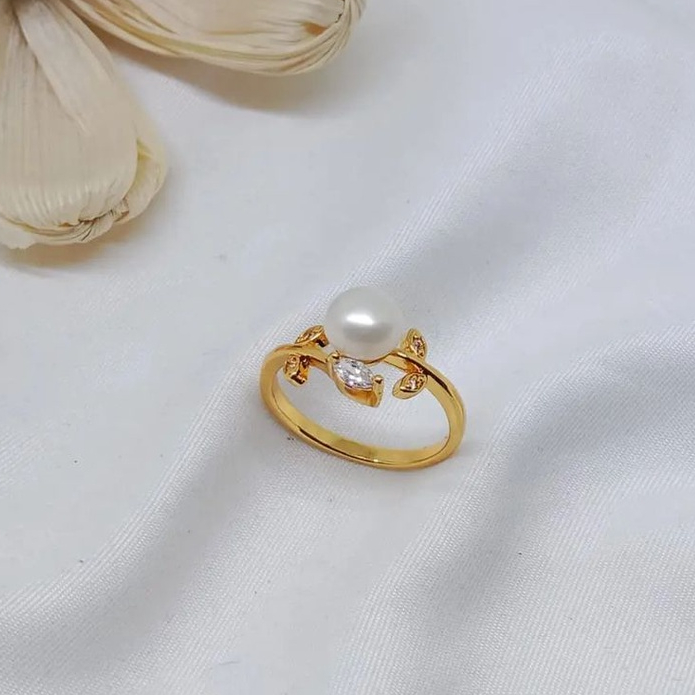 Cincin Wanita Daun Kecil | Cincin Mutiara Asli Lombok Murah