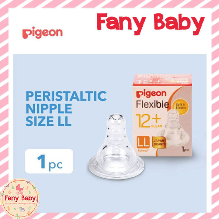 PIGEON PERISTALTIC FLEXIBLE SLIM NECK NIPPLE 1 BOX LL