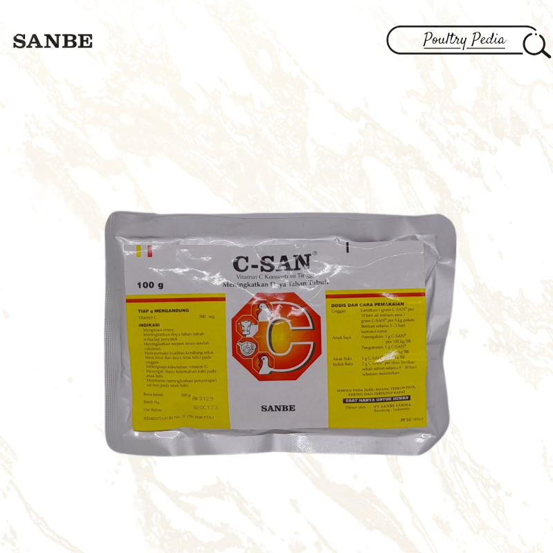 C-SAN 100 gr sanbe Vitamin C Dosis tinggi Untuk Unggas Ayam