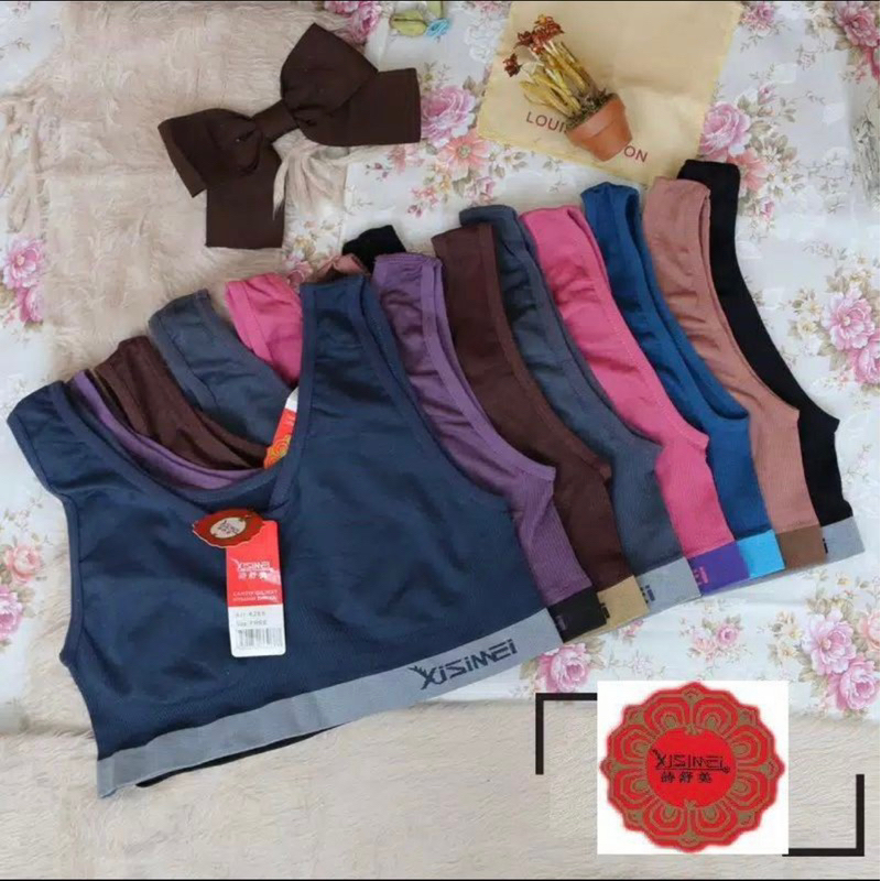 (1pcs) Miniset sport perempuan wanita dewasa katun rajut XISIMEI emboss