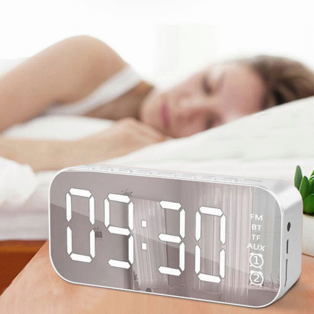 Jam Speaker Bluetooth [Tipe B] Alarm Clock LED Display Mirror Wireless