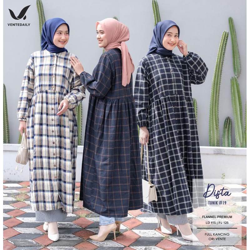 Dista Tunik Flannel by Vente | Midi Dress Flanel Asma Tunik by Vente | Flanel Long Outer | Long Card
