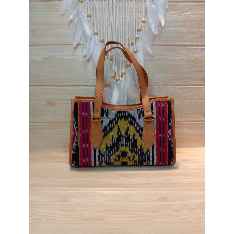 Tas wanita tenun kulit/ tas tenun murah gelombang