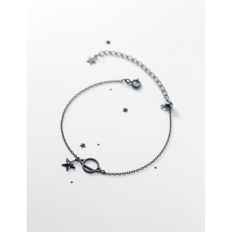 Ark.co - GELANG Black Saturn bracelet planet bintang hitam fashion minimalis