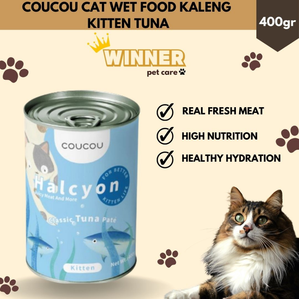 COUCOU Halcyon Cat Wet Food Kaleng Kitten Tuna 400gr