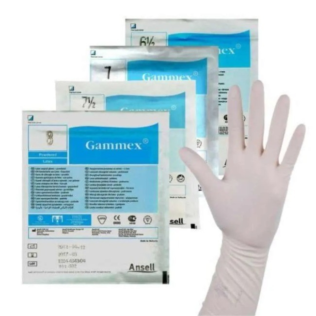 Latex Surgical Gloves Ansell Gammex No 6  6.5  7  7.5  8 Free Powder Handscoon steril Ansell Gammex Ukuran 6  6.5  7  7.5  8 Latex Textured Sarung Tangan Sterile Powder Free Ansell Gammex